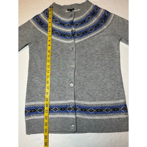 Talbots Size Small Cardigan Button Up Sweater Knit Nylon Lambswool Gray Blue - Picture 4 of 7